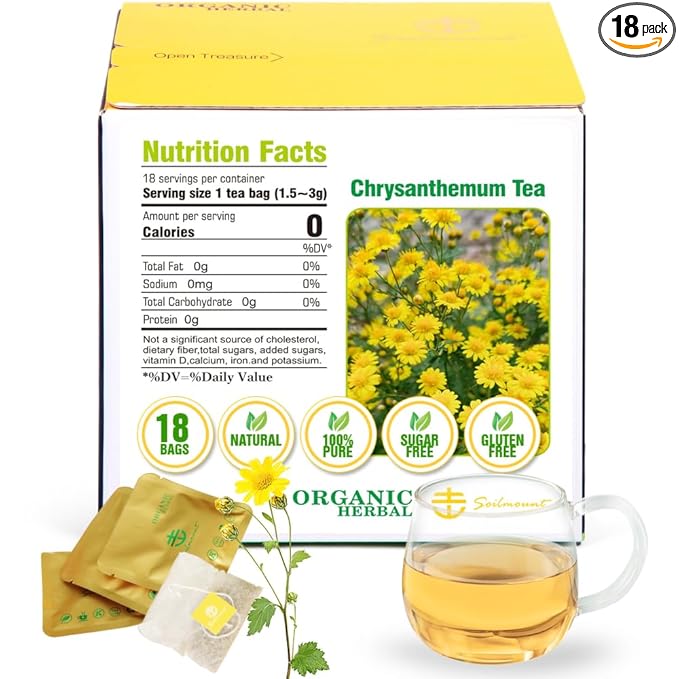 Soilmount - Chrysanthemum Tea - |Ju Hua|菊花|18 Bags per Box, Naturally Fragrant, Perfect for Daily Enjoyment