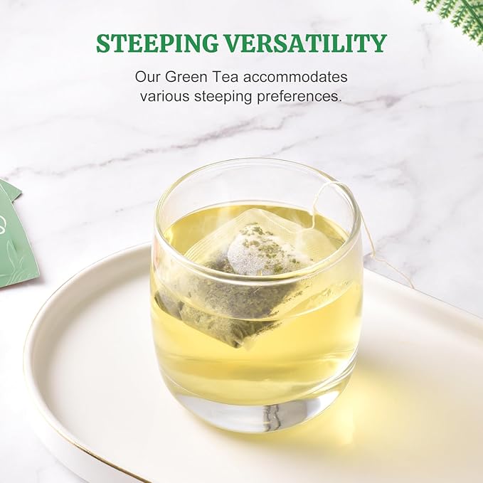 Soeos Green Tea, 6.3 oz (180g), 100 Tea Bags, Refreshing and Fragrant, Sustainably Sourced, Ideal for Hot or Iced Tea, Long-Lasting Freshness