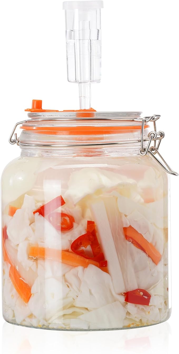 0.6 Gallon Fermentation Jar with Airlock Lid, Complete Fermenting Kit for Kimchi, Sauerkraut, Pickles, Kombucha & Homemade Fermented Food