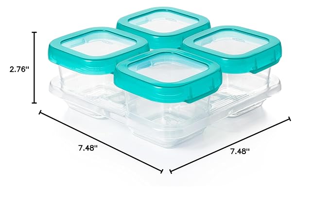 OXO Tot Baby Blocks Food Storage Containers, Teal, 6 oz