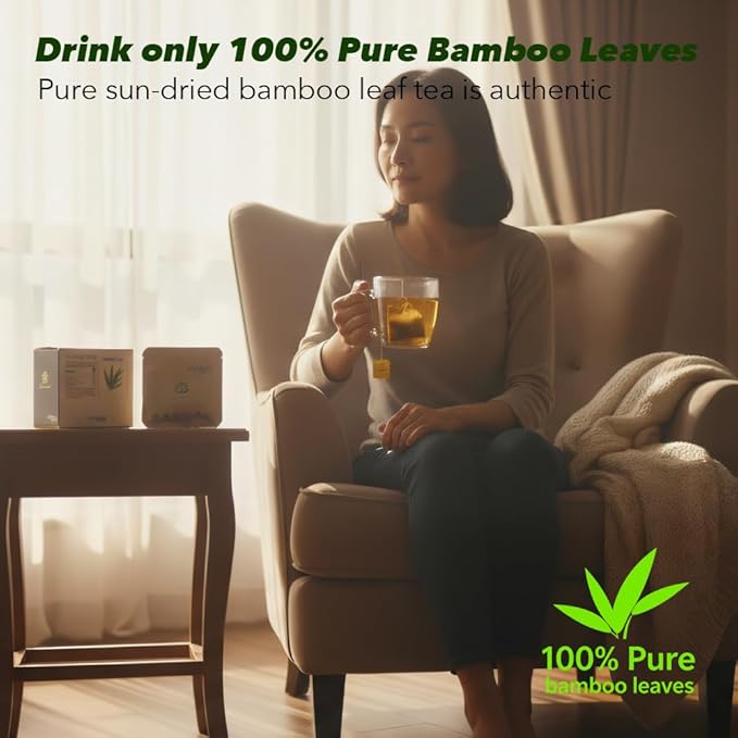 Soilmount - Bamboo Leaf Tea - |DanZhuYe|淡竹叶|댓잎| - Pure Herbal Tea - Natural, Organic, Non-GMO, Clean Ingredients, Caffeine Free (18 Tea Bags, Box 1)