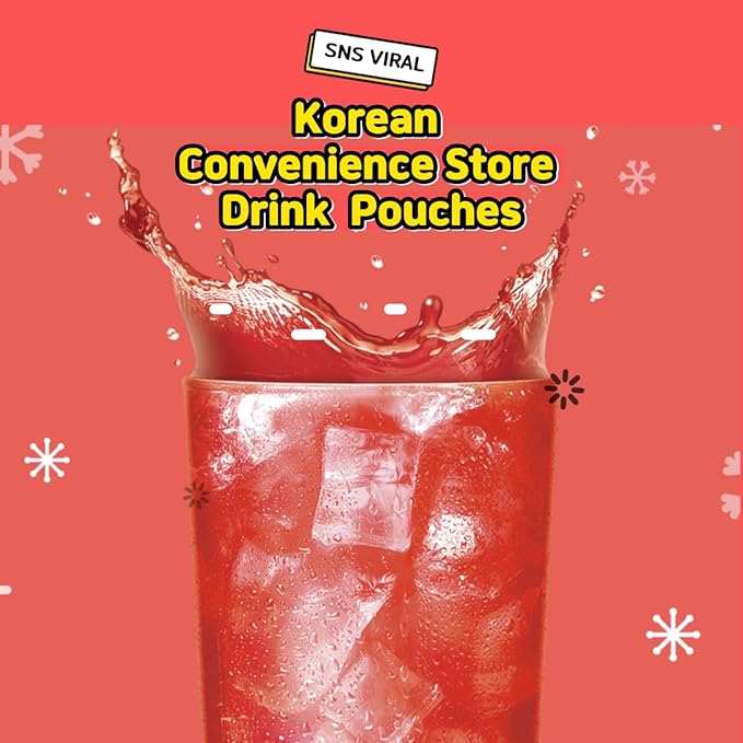 Korean Covenienve Store Drink Pouch Sampler Set - 5 PACK 10 PACK (mango, watermelon, blue lemonade, peach ice tea, shine muscat) + dalgaru yakgwa mirror (ADE 10 PACK)
