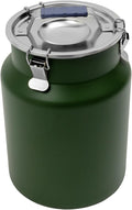 12L/3.17Gal Stainless Steel Airtight Canister Round Green Food Storage Canisters with Airtight Lid&Locking Clamp Rice Cereal Grain Canisters Container Bucket for Rice Milk Jug Coffee Bean Storage