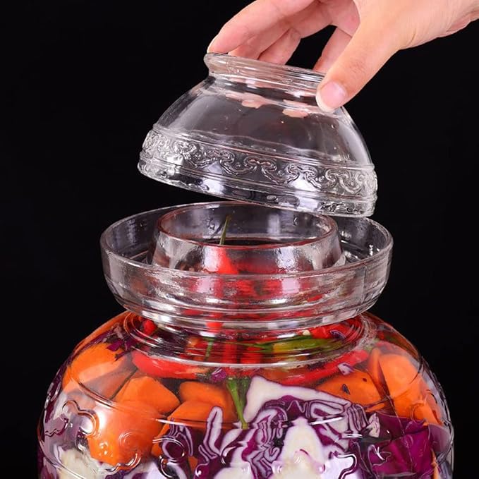 Glass Jar with Lid 2.5 Liter Fermentation Jar, Wide Mouth Large Fermenting Kit Crock with Water Seal Airlock Lid, Pickle Jar for Pickles Kimchi, Sauerkraut, Kombucha, Wine Brewing
