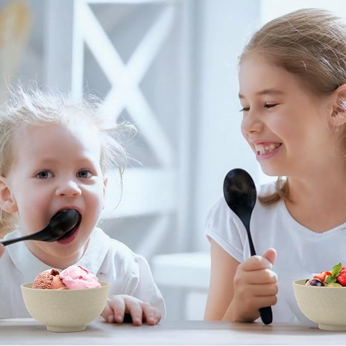 PYRMONT Wheat Straw Bowls Set of 8 Unbreakable Small Bowls 10 OZ Alternative Plastic Bowls Reusable Stackable Ice Cream Bowls for Kitchen Dishwasher & Microwave Safe Cute Bowls for Dessert,Snack-Beige
