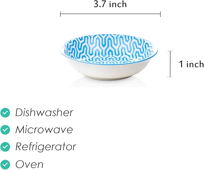 Selamica Ceramic Mini Dipping Bowls, 2.5oz Soy Sauce Dish, Appetizer Side Dishes for Sushi, Sauce, Party - Assorted Colors Pack of 6