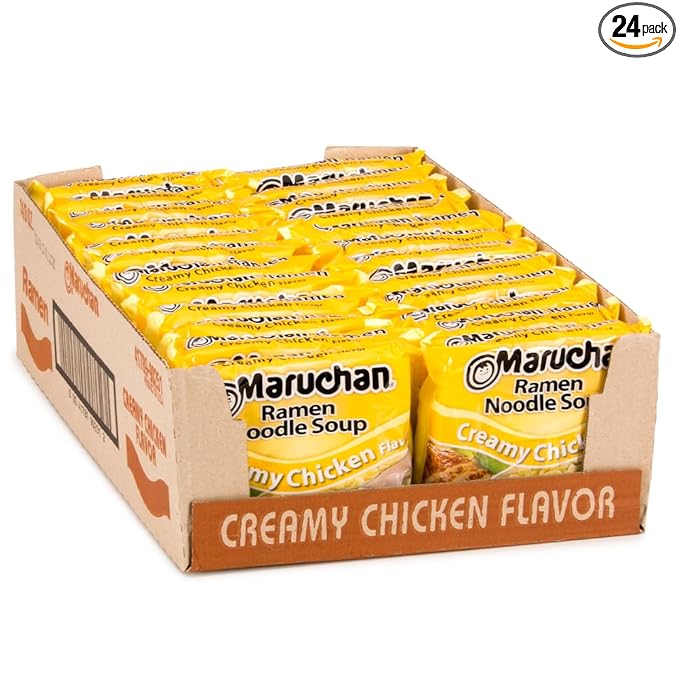 Maruchan Ramen Noodle Soup, Creamy Chicken Flavor – Japanese-Style Instant Noodles, Quick & Easy Meal for Students & Busy Families – 3 Oz. (24 Pack)