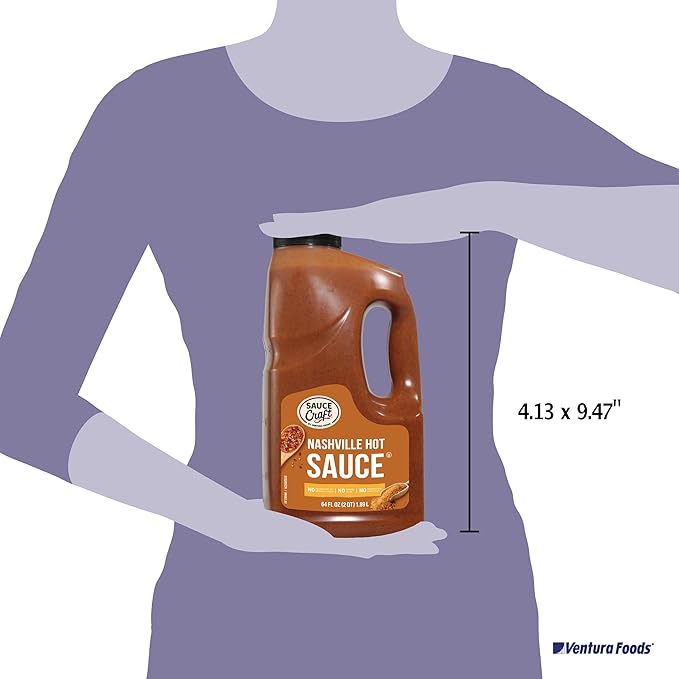 Sauce Craft Nashville Hot Sauce, Chef-Crafted Flavor for Menu Innovation, Balances Savory Flavors with Bold Spice, 0.5 Gallon