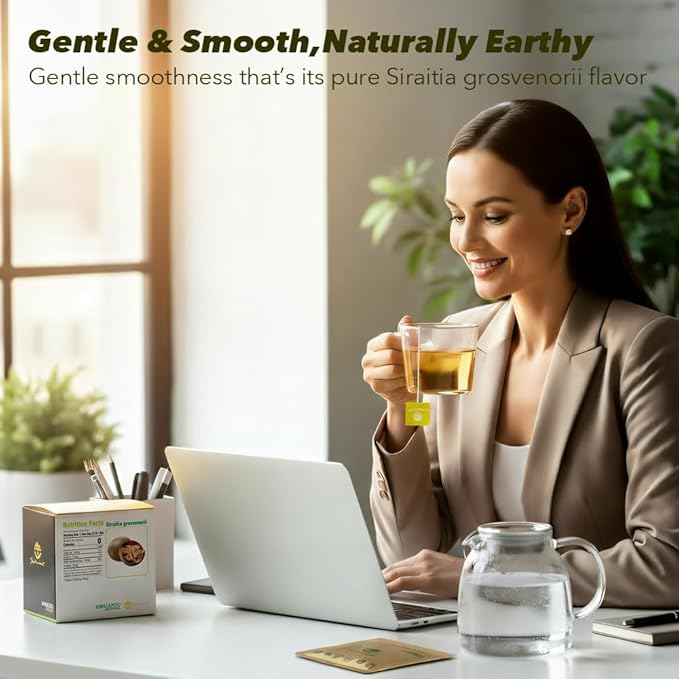 Soilmount - Monk Fruit Tea - |Siraitia Grosvenorii Tea|luo han guo|罗汉果| - Pure Herbal Tea - Natural, Organic, Non-GMO, Clean Ingredients, Caffeine Free (18 Tea Bags, Box 1)