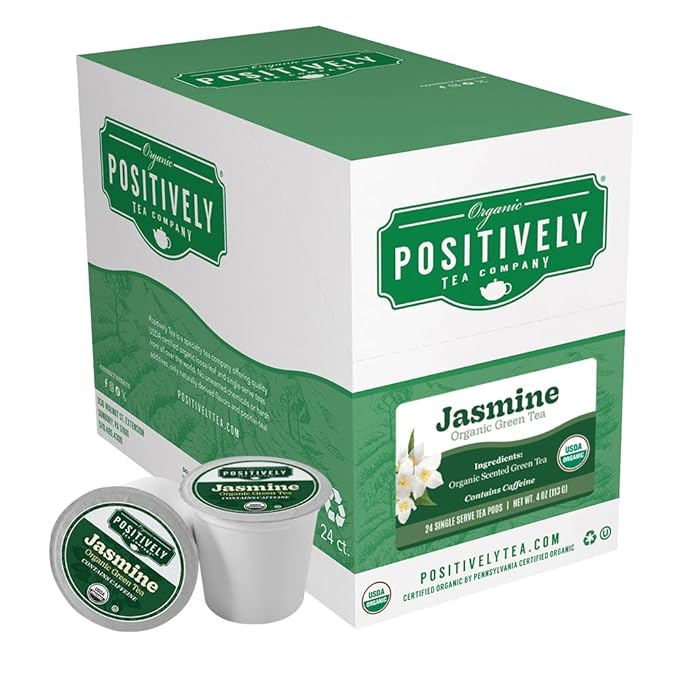 Organic Positively Tea Company, Jasmine Green Tea, K-Cup Compatible, 24 Pods