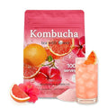 KKOKDAM Kombucha Tea - Grapefruit & Hibiscus Korean Tea - Kombucha Drinks Probiotic Support, Low Calorie, Sugar Free Kombucha Pack - 500g Bulk Pouch
