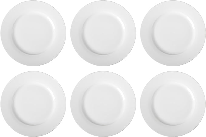Amazon Basics 6-Piece White Dinner Plate Set, Microwave and Dishwasher Safe for Everyday Use, 10.5 inches (Pack of 2)