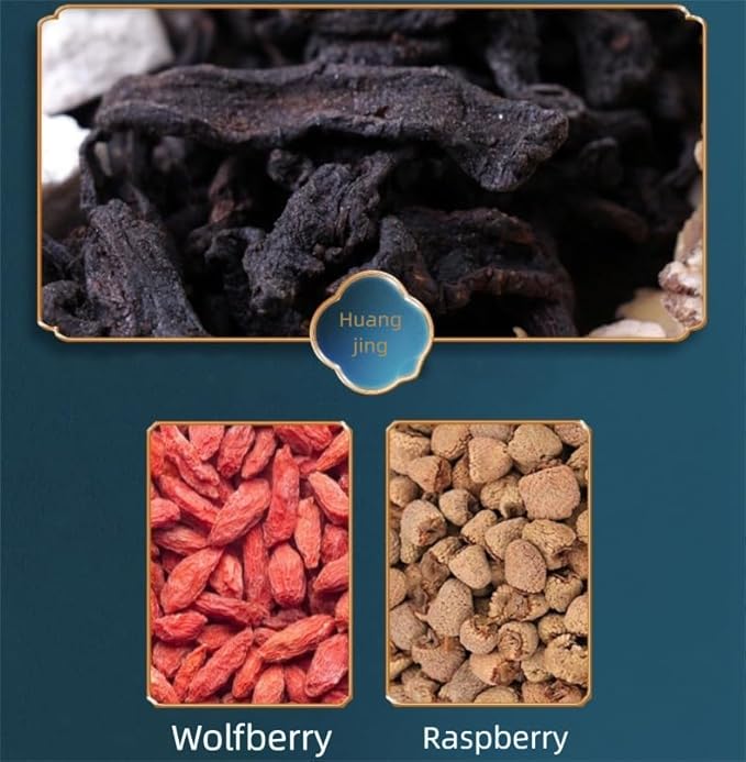 100% Pure Herbal Blend Plant-Pyramid Tea Bags （A box of 20 tea bags）3.53oz/100g，Caffeine Free, Gluten Free 人参五宝茶(Ginseng Huangjing Wubao Tea)