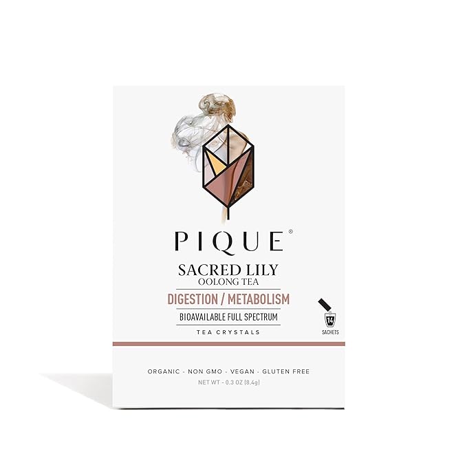 Pique Organic Sacred Lily Oolong Tea Crystals - Caffeinated Tea, Supports Healthy Metabolism and Digestion - 14 Single Serve Sticks (Pack of 1)
