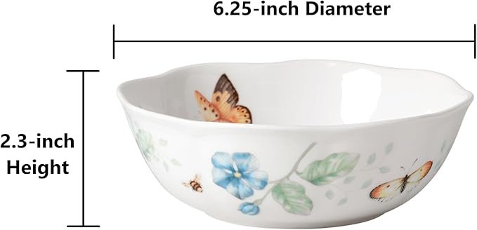 Lenox 806735 Butterfly Meadow All-Purpose Bowl, 1-Piece, 6.25' L x 6.25' W x 2.3' H, 20-Fl oz, Service For 1