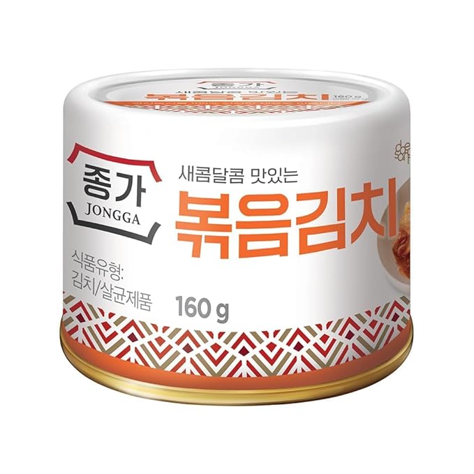 JONGGA Cabbage Fried Kimchi Can + Cabbage Kimchi Can / each 5.64oz(160g) /nKorean Spicy Food, Pack of 6, 33.84 Ounce