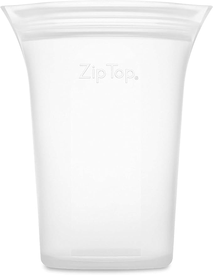 Zip Top Reusable Food Storage Bags | Medium Cup [Frost] | Silicone Meal Prep Container | Microwave, Dishwasher and Freezer Safe | Made in The USA