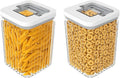 Oggi Airtight Clear Fluted Canister Set of 2 - Stackable Food Storage Containers with Lids, Vintage Modern Farmhouse Style, Kitchen Counter & Pantry Organization, Size - 2 x 64.25 fl oz / 1.6 Lt