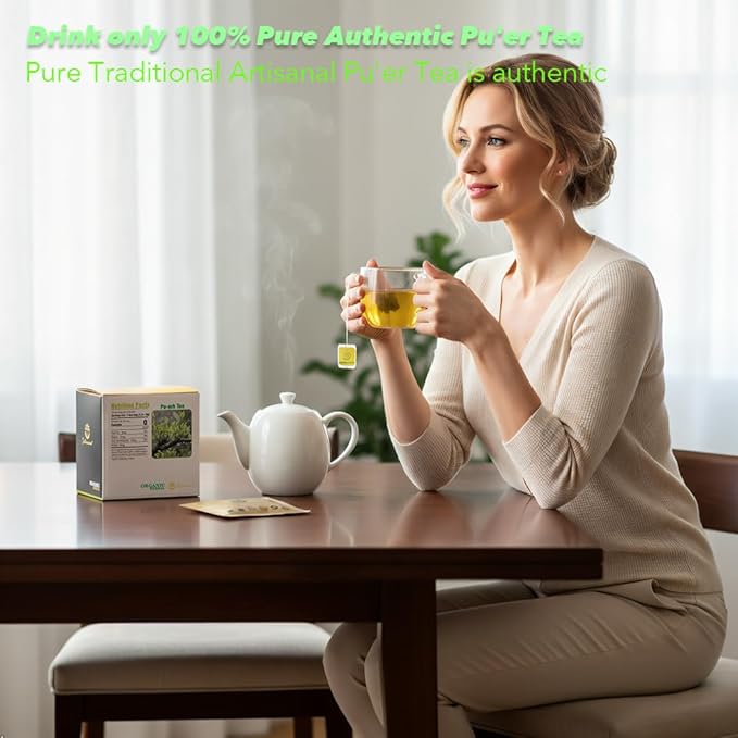Soilmount Shou Pu-erh Tea - Traditional Chinese Tea | Box of 18 Individually Wrapped Tea Bags | Rich Aroma & Unique Flavor | Convenient Brewing
