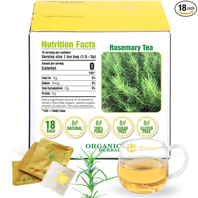 Soilmount Organic Rosemary Tea Bags | Mi Die Xiang – 18 Tea Bags per Box, Naturally Flavored, Promotes Health and Relaxation