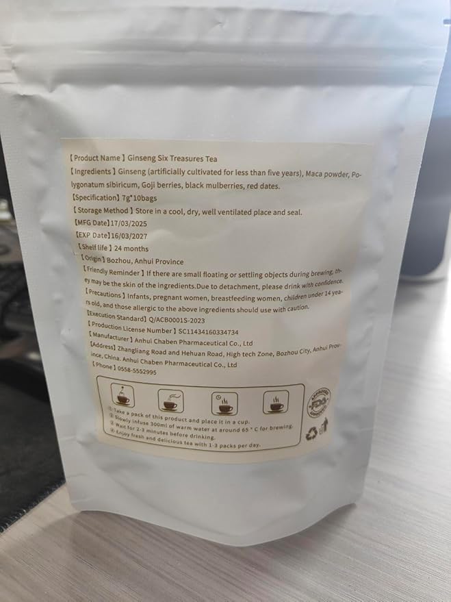 Kidney Tea Formula Ginseng Six Treasure Tea, Kidney Detox Teas, Te Para Los RiñOnes, Organic Kidneys Cleanse Herbal Teabag, Kidney Teas (20pcs)