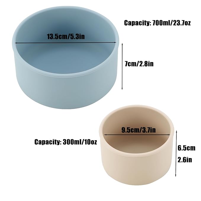 PandaEar 2 Pack Silicone Baby Food Containers, Reusable Toddler Snack Cups with Lids for Baby Food, BPA Free（Blue/Flesh）