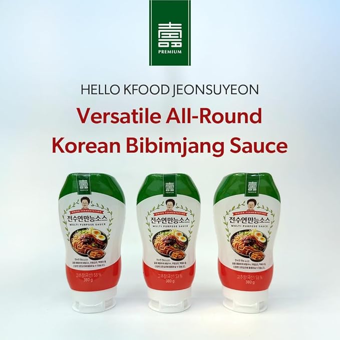 HELLO KFOOD JEONSUYEON Korean Fermented All-Round BIBIMJANG Sauce 한국산 비빔장 350g (12.3 fl oz) - Made with 100% Korean Ingredients
