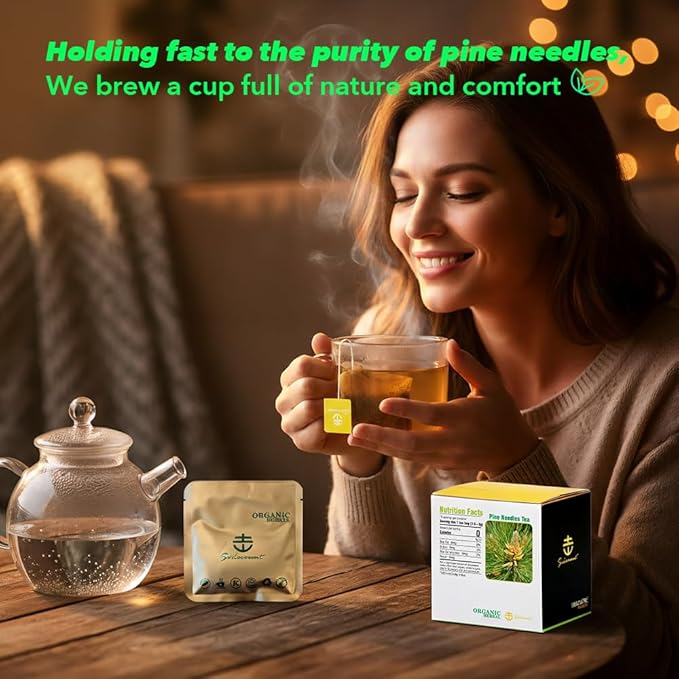 Soilmount - Pine Needle Tea - |Massoniana Tea|马尾松|Ma wei song|솔잎| - Pure Herbal Tea - Natural, Organic, Non-GMO, Clean Ingredients, Caffeine Free (18 Tea Bags, Box 1)
