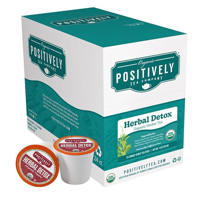 Organic Positively Tea Company, Spearmint & Rosehip Herbal Tea Pods, Naturally Caffeine Free, K-Cup Compatible, 24 Pods