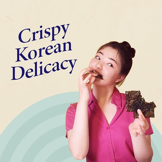 Wang Korean Seaweed Snacks Kimchi Flavor - Crispy Roasted Seaweed Sheets, Healthy Sea Weed Snack, Keto, Vegan, Gluten-Free - Pack of 16
