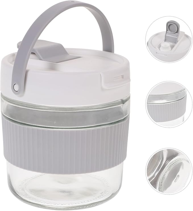 Hemobllo Thickened 900ml Fermenting Jar with Lid Gray Pickling Jar Sealing Container for Kimchi Sauerkraut Vegetable Storage and Wine Brewing