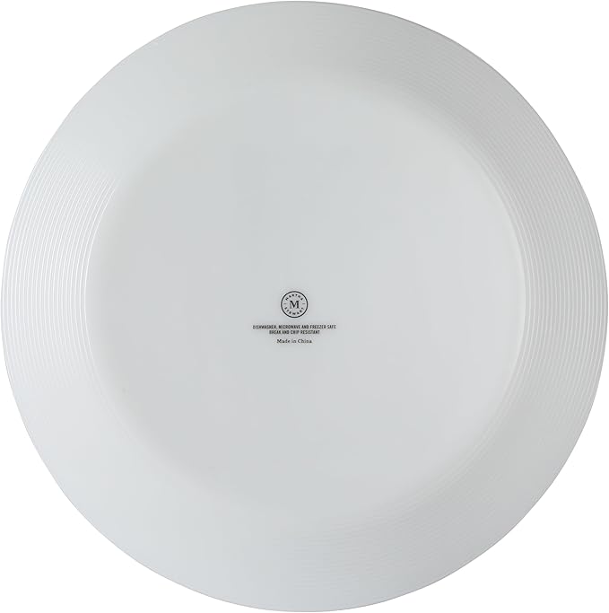 Martha Stewart Opalton Dinner Plates 6-Piece 10-Inch Plate Set – Chip and Break Resistant Opal Glass Plates - White