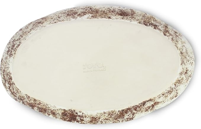 roro Rustic Handmade Ceramic Stoneware Oval Plates, Reactive Blue, Set of 2 – Textured Finish Artisan Serving Plates