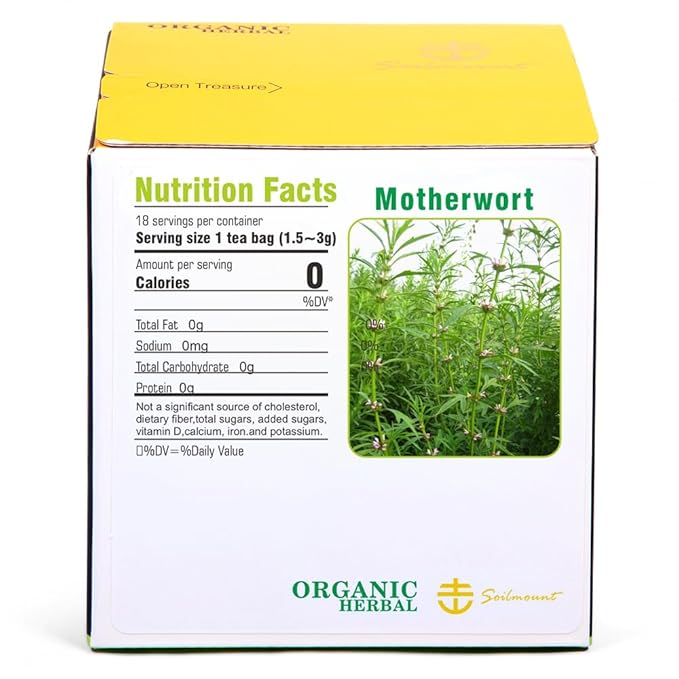 Soilmount - Motherwort Tea - |Leonurus Japonicus|Leonurus cardiaca|Yimucao|益母草|익모초| - Pure Herbal Tea - Natural, Organic, Non-GMO, Clean Ingredients, Caffeine Free (18 Tea Bags, Box 1)