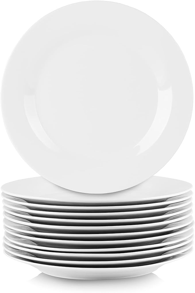 10 Strawberry Street 10.5" Catering Round Dinner Plate, Set of 12 , White