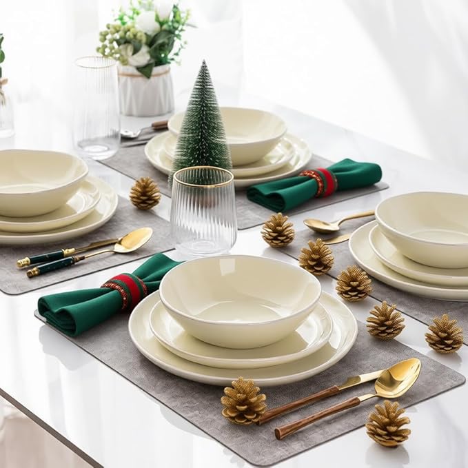 AmorArc Ceramic Dinnerware Sets,Handmade Reactive Glaze Stoneware Plates and Bowls Sets,Highly Scratch Resistant | Dishwasher & Microwave Safe Dishes Set,Service for 6 (18pc)