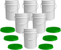 ePackageSupply 5 Gallon Bucket - Food Grade Bucket with Airtight Gamma Seal Screw-On Lid, BPA-Free, Heavy-Duty 90 Mil HDPE Plastic, Bulk Storage, Durable Container, Made in USA, White/Green, 6 Packs