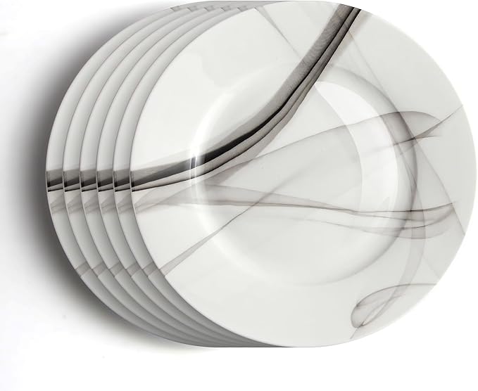 IQCWOOD White Porcelain Dinner Plates, Set of 6, 6.5", Porcelain Dinner Plates, White Plates Set, White Plates Ceramic, Christmas Gifts