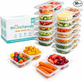 Reusable Snack Containers with Lids 50 Pack (100 Pieces) Portion control, Snack Pack Containers 2 Double Compartment Snack Containers for Kids On the Go Meals, Camping Snack Tray Prep