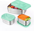 Tanjiae 3 CUP+1 CUP Stainless Steel Lunch Snack Containers Set | Leak Proof 304 Stainless Steel Food Containers with Silicone Lids - Perfect Metal Lunch Box for Home and Travel (25oz+8oz*2)