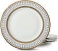 YEWUDHOM Porcelain Plates,Ceramic Dinner Plates Set of 4,Plate Set for 4 Dinning Kitchen,Golden Thread Pattern Steak Salad Plate Set for Home Restaurant Utensils,10.5" Large,White and Gold