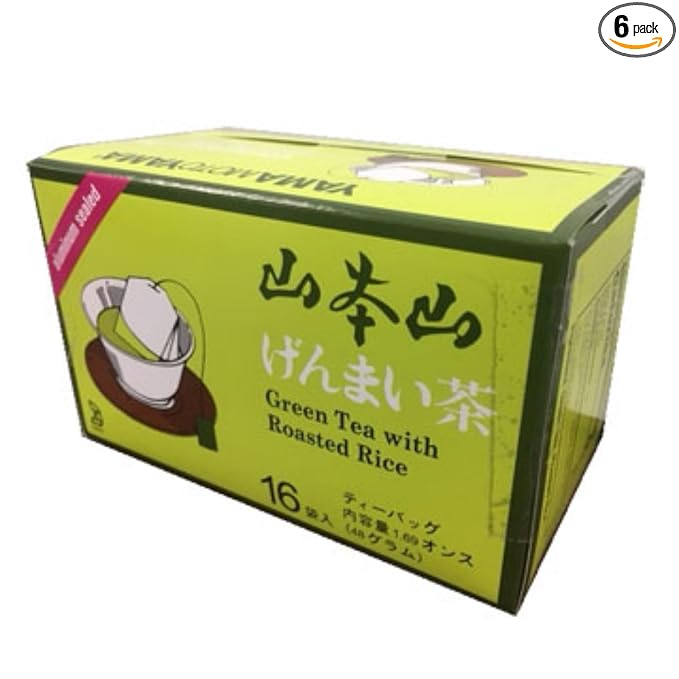 Yamamotoyama Genmaicha Green Tea With Roasted Rice, 16 Count (Pack Of 6)