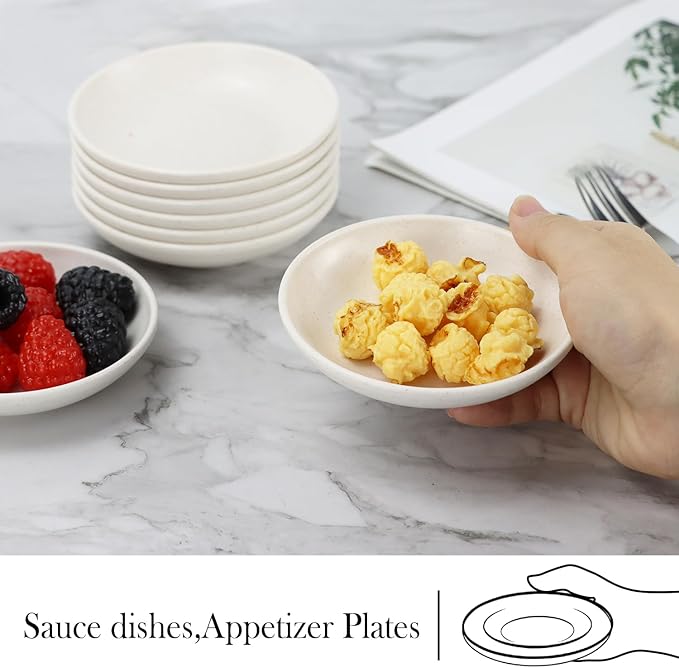 PYRMONT Wheat Straw Dip Bowls 2 OZ Dipping Sauce Bowls Set of 8 Unbreakable Sauce Bowls for Ketchup,Salsa,Microwave & Dishwasher Safe Condiment Bowls for Kitchen,BBQ,RV,Party-White