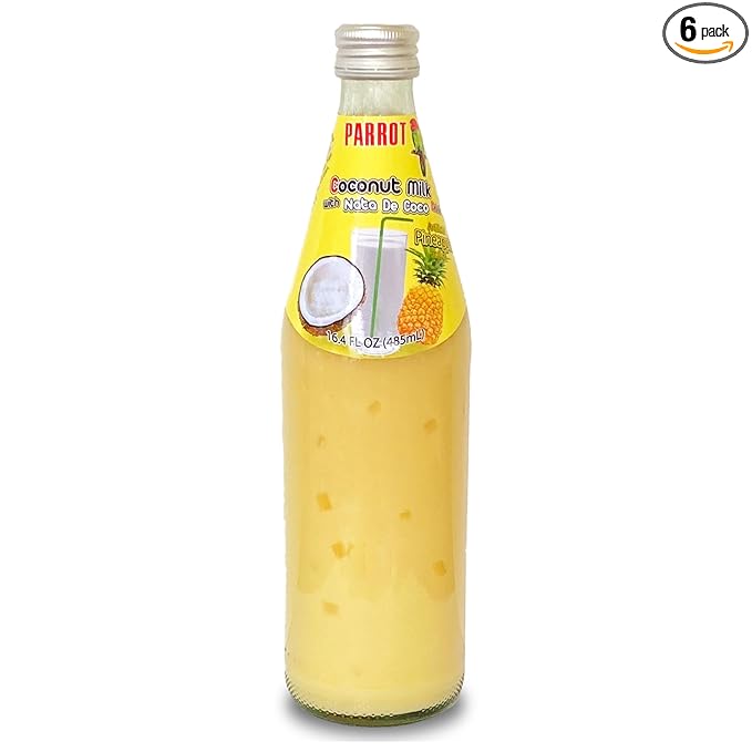 Parrot Coconut Milk With Nata De Coco Drink Pineapple 485ml 16.4 fl.oz （Pack of 6）