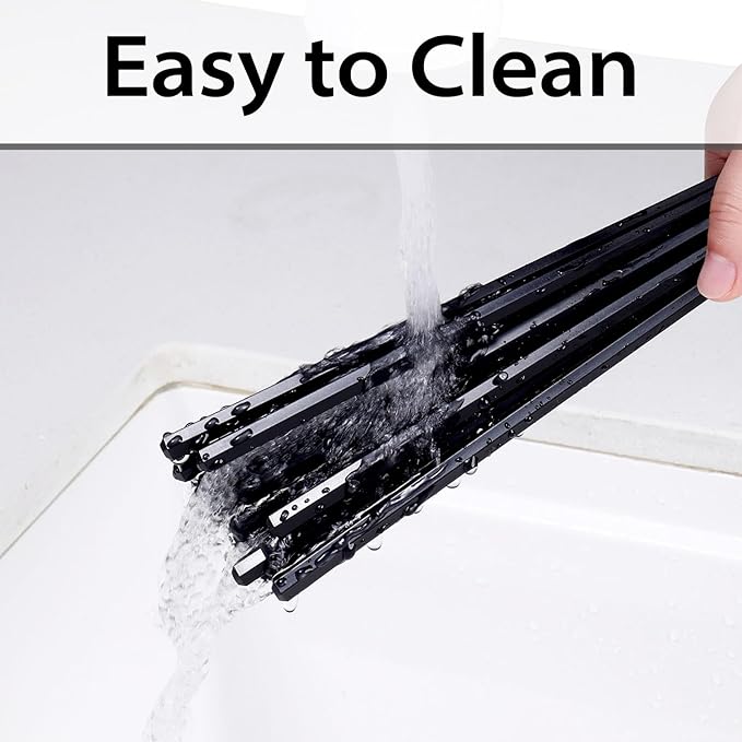10 Pairs Fiberglass Chopsticks Non-Slip Tips, Dishwasher Safe & Reusable Japanese Korean Chopsticks for Sushi Ramen, 9.63 inch/24.5cm Chop Sticks for Family Restaurant - Black