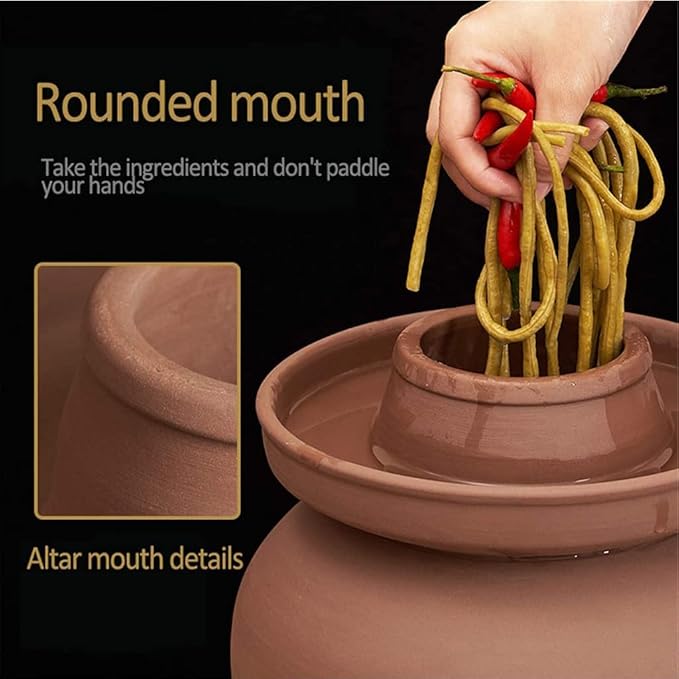 Traditional Chinese Porcelain Pickle Jar,Ceramic Fermentation Crock Pickling Pot,Ceramic Fermenting Jar with Water Seal Airlock Lid Stoneware Fermenter for Kimchi Sa 4KG
