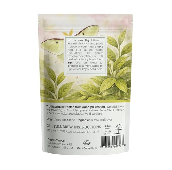 Pu-erh Tea Resin Sheng - Raw Puer Tea from Yunnan | Instant Pu'er Tea | 30 Individually Wrapped Pieces