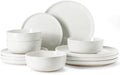Famiware Milkyway Plates and Bowls Set, 12 Pieces Dinnerware Sets, Dishes Set for 4, White