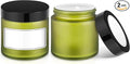 4 oz Small Glass Jars with Lids, Tecohouse Green Glass Jars with Black Lids & Inner Liners, Mini Travel Sample Containers for Slime, Makeup, Cream, Lotion, Cosmetic - 2 Pack
