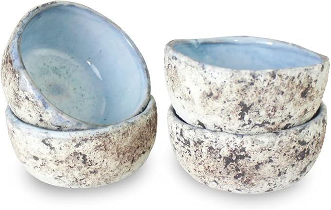roro 3.5 Inch Handmade Coral Stoneware Sauce Bowls - Set of 4, Coastal-Inspired Ceramic Dipping Bowls, Rustic Small Serving Bowls for Condiments, Appetizers, and Sauces